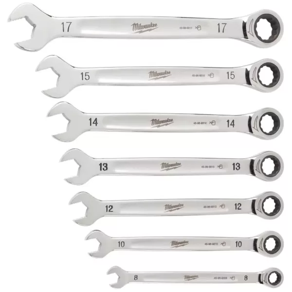 Milwaukee Metric Combination Ratcheting Wrench Mechanics Tool Set (7-Piece)