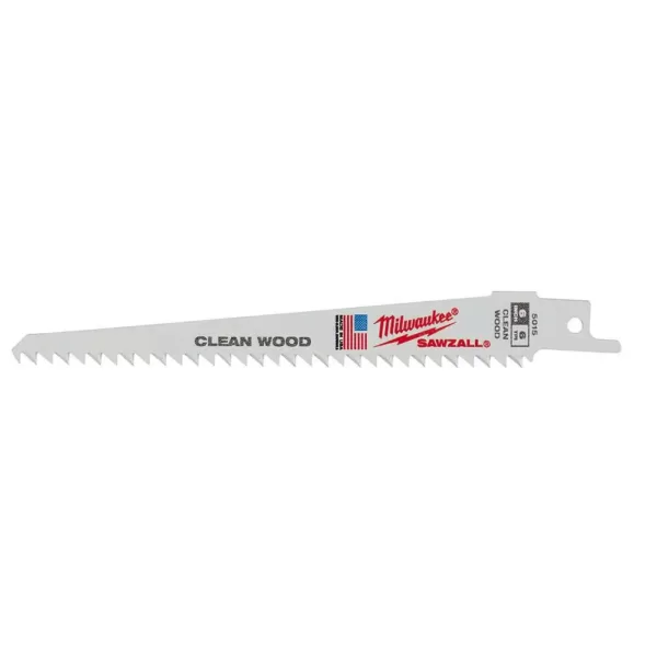 Milwaukee 6 in. 6 Teeth per in. Clean Wood Cutting SAWZALL Reciprocating Saw Blades (5 Pack)