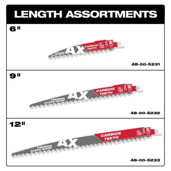 Milwaukee 6 in. 3 TPI Pruning Carbide Teeth Wood Cutting SAWZALL Reciprocating Saw Blade