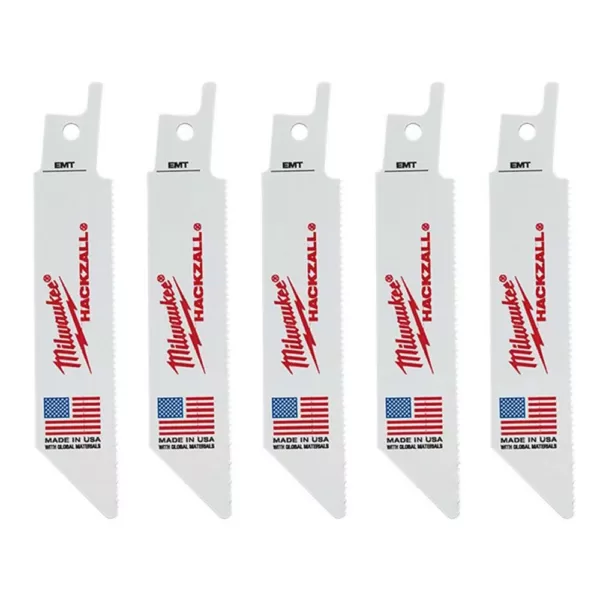 Milwaukee 4 in. 14 Teeth Per in. EMT Cutting HACKZALL Reciprocating Saw Blades (5 Pack)