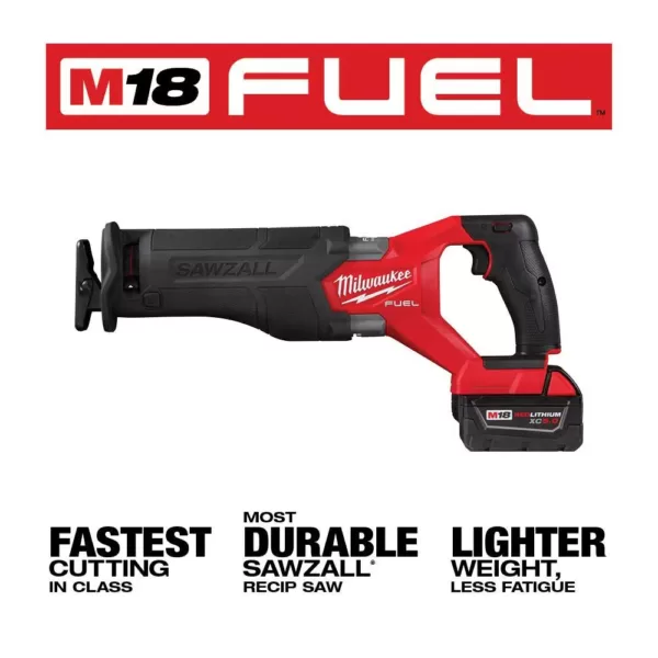 Milwaukee M18 FUEL 18-Volt Lithium-Ion Brushless Cordless SAWZALL Reciprocating Saw Kit W/one 5.0 Ah Batteries, Charger and Case