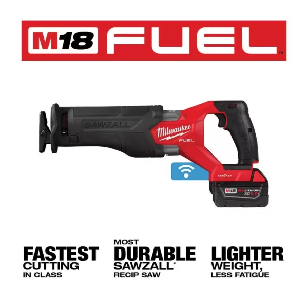 Milwaukee M18 FUEL ONE-KEY 18-Volt Lithium-Ion Brushless Cordless SAWZALL Reciprocating Saw Kit with Two 5.0 Ah Batteries, Case