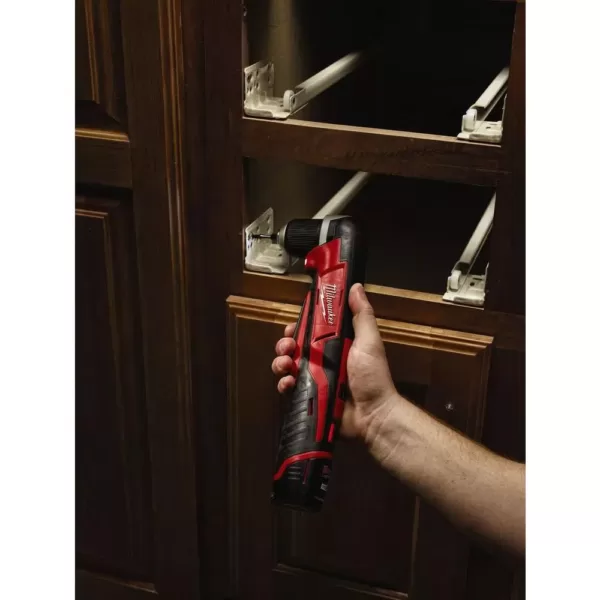 Milwaukee M12 12-Volt Lithium-Ion Cordless 3/8 in. Right-Angle Drill W/(1) 1.5Ah Battery, Charger & Tool Bag