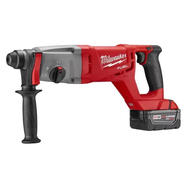 Milwaukee M18 FUEL 18-Volt Lithium-Ion Brushless Cordless 1 in. SDS-Plus D-Handle Rotary Hammer Kit w/ Two 5.0Ah Batteries & Case