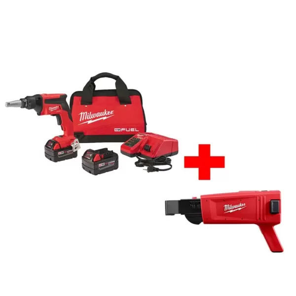 Milwaukee M18 FUEL 18-Volt Lithium-Ion Brushless Cordless Drywall Screw Gun XC Kit with Collated Screw Gun Attachment