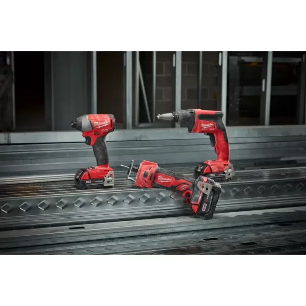 Milwaukee M18 FUEL 18-Volt Lithium-Ion Brushless Cordless Compact Drywall Screw Gun Kit w/(2) 2.0Ah Batteries, Charger, Tool Bag