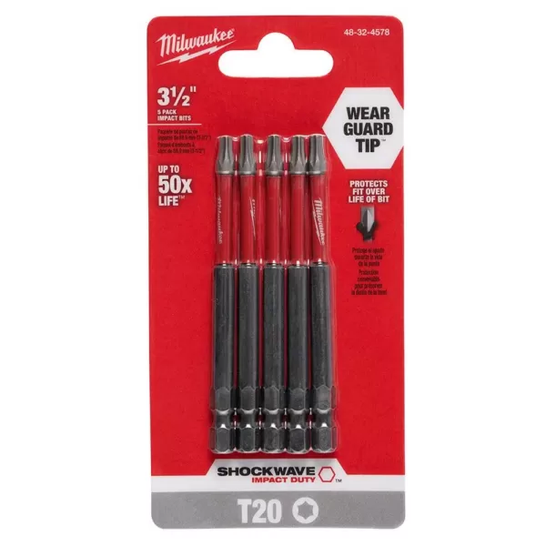 Milwaukee SHOCKWAVE Torx #20 3.5 in. Impact Duty Steel Screwdriver Bit (5-Pack)