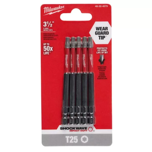 Milwaukee SHOCKWAVE Torx #25 3.5 in. Impact Duty Steel Screwdriver Bit (5-Pack)