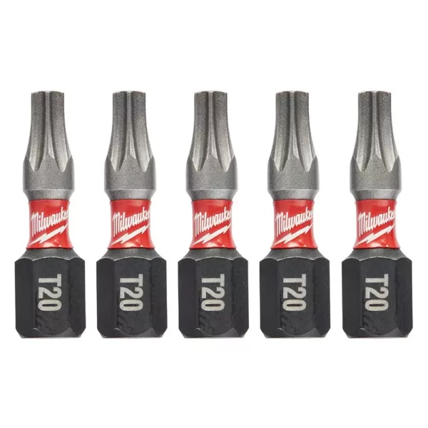 Milwaukee SHOCKWAVE Torx #20 1 in. Impact Duty Steel Screwdriver Bit (5-Pack)