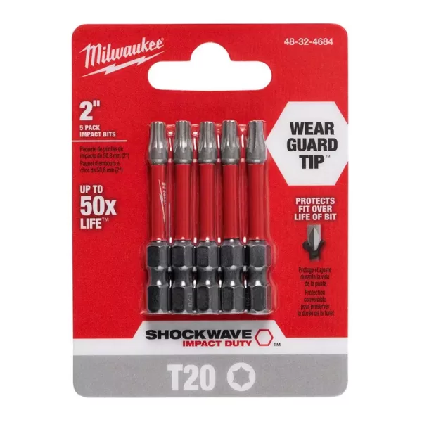 Milwaukee SHOCKWAVE Torx #20 2 in. Impact Duty Steel Screwdriver Bit (5-Pack)