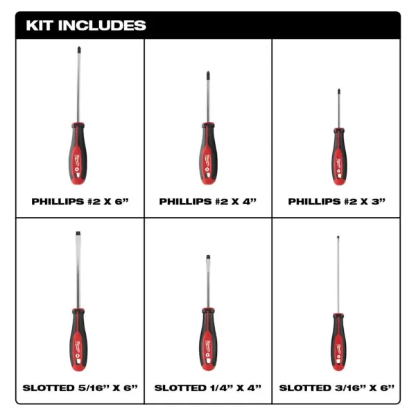 Milwaukee Screwdriver Set (6-Piece) W/ 25 ft. Compact Auto Lock Tape Measure