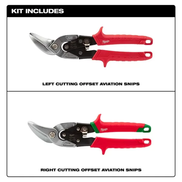 Milwaukee Left and Right Offset Aviation Snips (2-Pack)