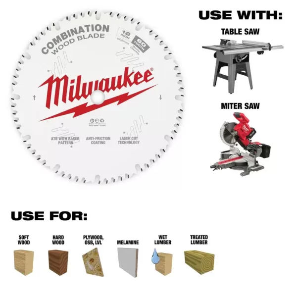 Milwaukee 12 in. x 60-Tooth Combination Circular Saw Blade