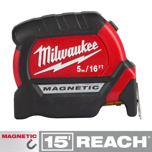 Milwaukee 5 m/16 ft. x 1 in. Compact Magnetic Tape Measure with 15 ft. Reach