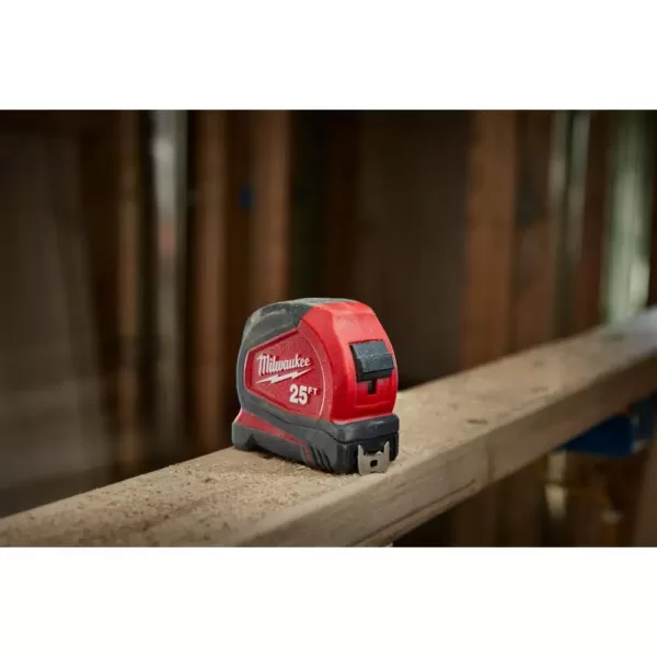 Milwaukee 25 ft. Compact Tape Measure W/ Safety Glasses with Clear Lenses