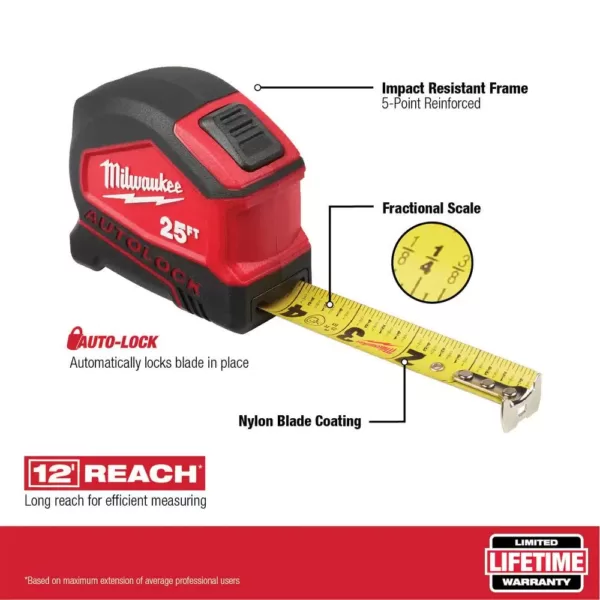 Milwaukee 16 ft. Compact Auto Lock Tape Measure