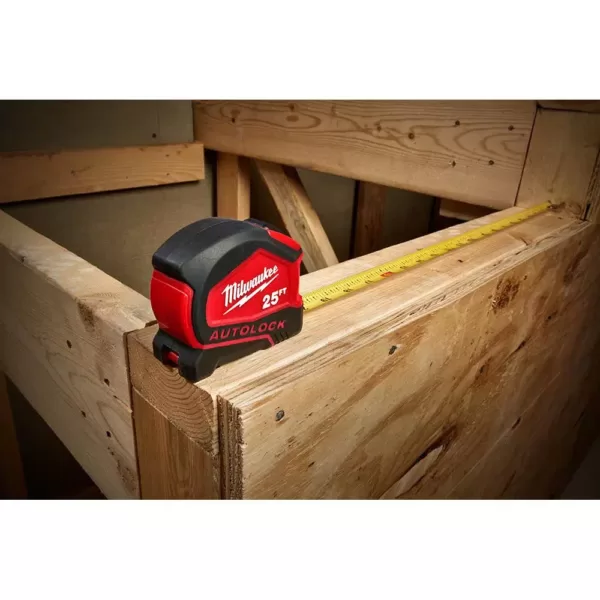 Milwaukee 25 ft. Compact Auto Lock Tape Measure with 16 ft. Compact Auto Lock Tape Measure