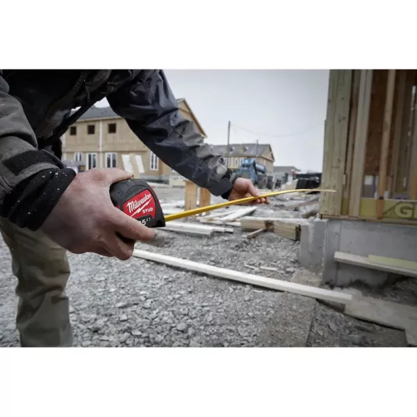 Milwaukee 25 ft. x 1.3 in. Gen II STUD Tape Measure with 14 ft. Standout with Fastback Compact Folding Utility Knife