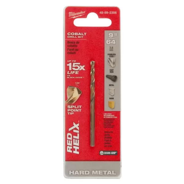 Milwaukee 9/64 in. Red Helix Cobalt Drill Bit