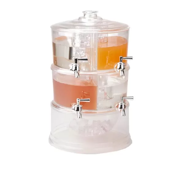 Mind Reader 2-Gal. Clear Beverage Dispenser 2-Tier Stackable and 4-Compartment Drink Holder with Lids