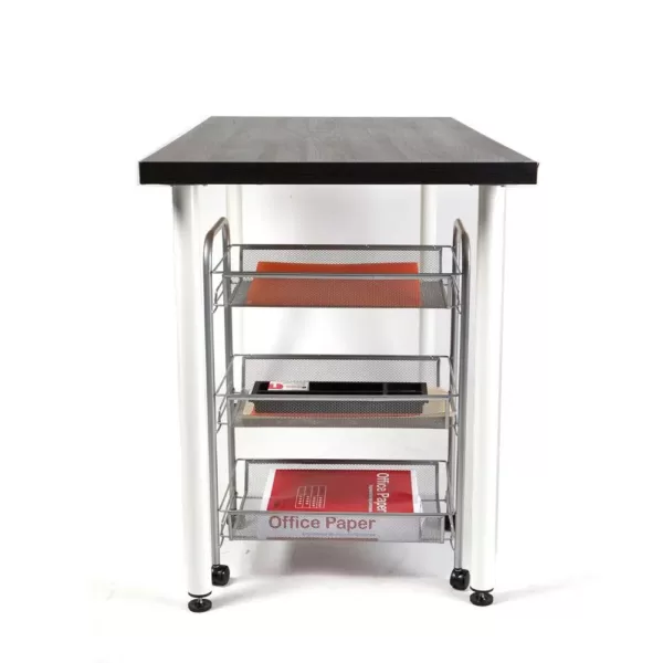 Mind Reader Roll 3-Shelf Rolling Silver Metal Mesh Coffee Cart