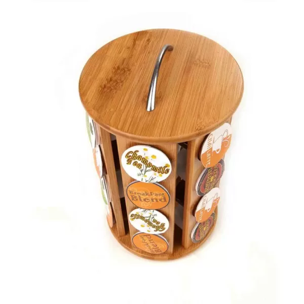 Mind Reader 24-Capacity Bamboo K-Cup Storage Organizer and Coffee Pod Carousel