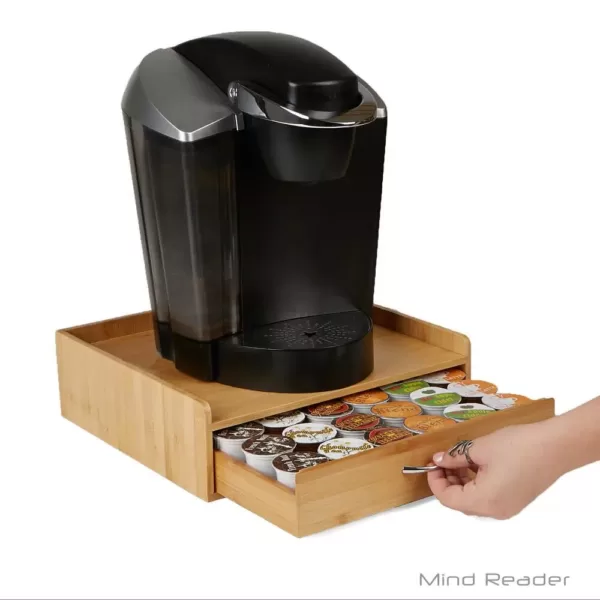 Mind Reader 32-Capacity Bamboo Brown K-Cup Storage Drawer with Lip Panel