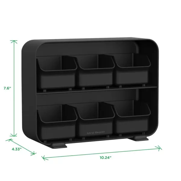 Mind Reader Clutch 6-Drawer 90-Bag Black Tea Bag Holder