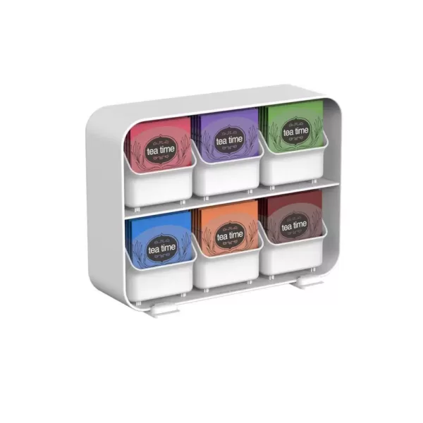 Mind Reader Clutch 6-Drawer 90-Bag White Tea Bag Holder