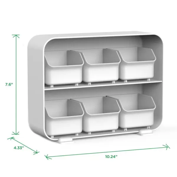 Mind Reader Clutch 6-Drawer 90-Bag White Tea Bag Holder