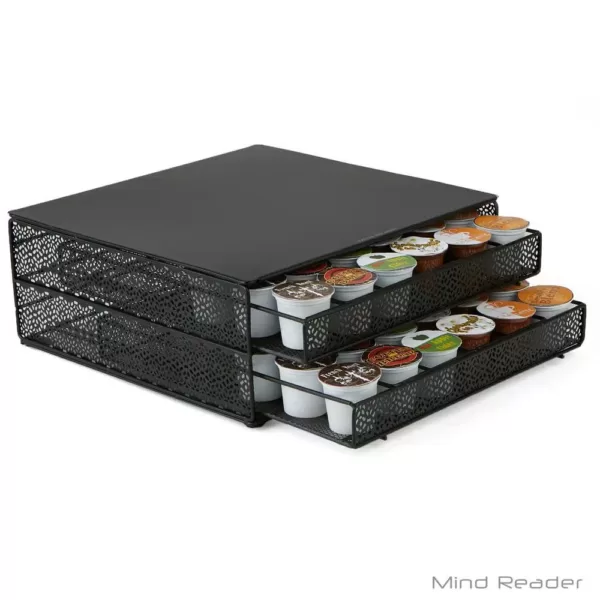 Mind Reader 72-Capacity Black Double K-Cup Storage Tray with Flower Pattern Metal Mesh