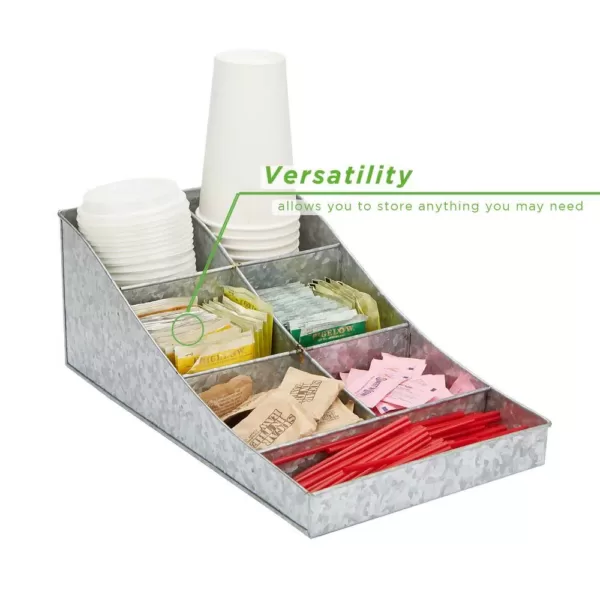 Mind Reader Silver 7 compartment Break Room Condiment Organizer