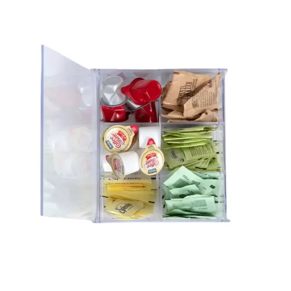 Mind Reader Acrylic Clear with Lid 6-Compartment Pantry Organizer For Kitchen Tea Bag Storage and Organizer Holder