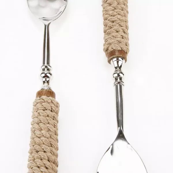 Mind Reader Silver Stainless Steel Rope Serving Salad Server Utensil Set Spoon and Fork Set (2-Piece)