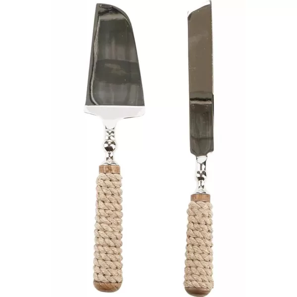 Mind Reader Roped Dessert Knifes 2-Piece Dessert Tool Set Stainless Steel Roped Handle Server