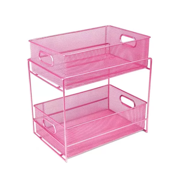 Mind Reader 12.25 in. H x 8.25 in. W x 12.38 in. L Modern Pink Metal Flatware Organizer, Utensil Caddy