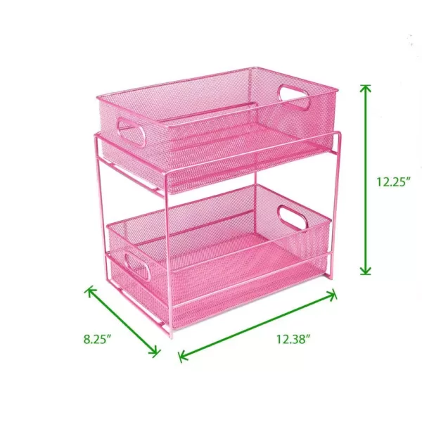 Mind Reader 12.25 in. H x 8.25 in. W x 12.38 in. L Modern Pink Metal Flatware Organizer, Utensil Caddy