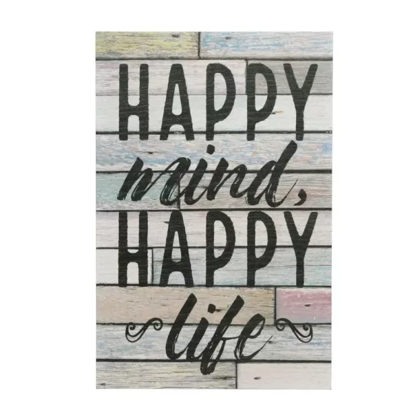 Stonebriar Collection 15 in. x 10 in. Happy Mind Wooden Wall Art