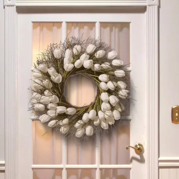 National Tree Company 24 in. White Tulip Wreath