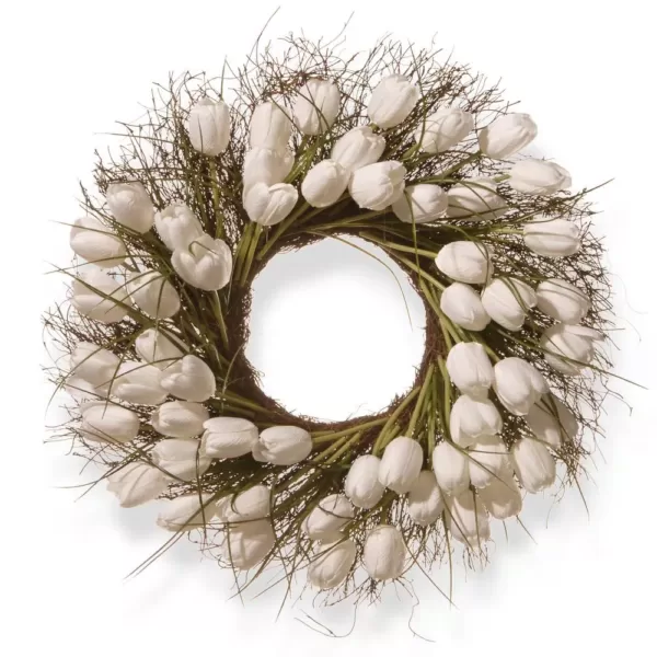 National Tree Company 24 in. White Tulip Wreath