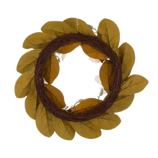 Glitzhome 24 in. Dia Artificial Magnolia Wreath