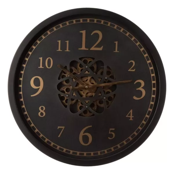 Glitzhome 22.83 in. D Morden Oversized Metal Wall Clock with Moving Gears