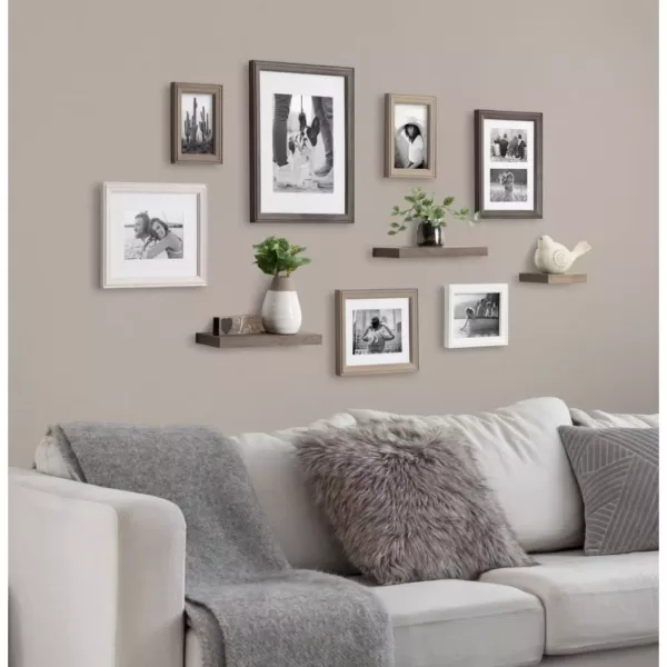 Kate and Laurel Bordeaux Multi/Gray with Shelves Picture Frames (Set of 10)