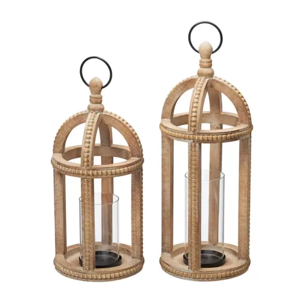 Home Decorators Collection Home Decorators Collection Antiqued Wood Candle Hanging or Tabletop Lantern with Beaded Trim (Set of 2)