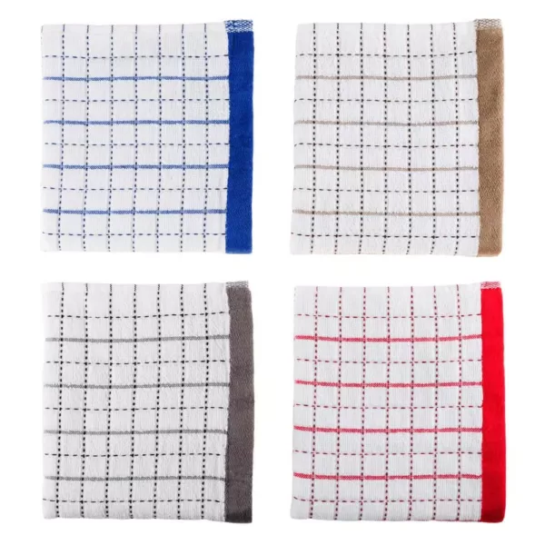 Lavish Home Multi Windowpane Pattern Cotton Kitchen Towels (Set of 16)