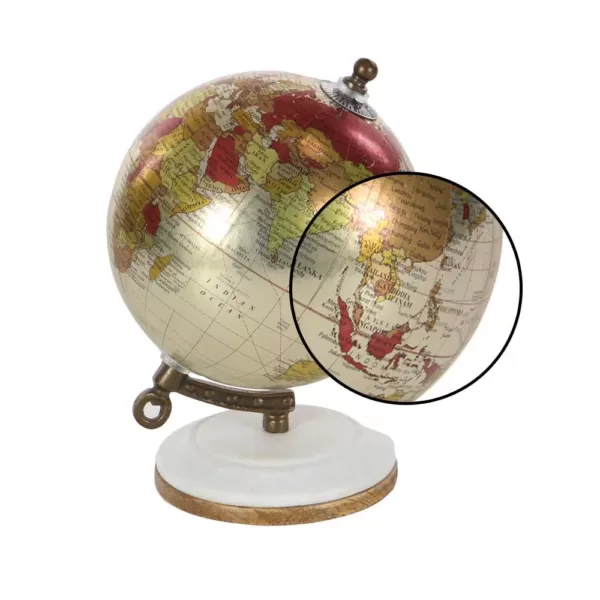 LITTON LANE 7 in. x 5 in. Modern Decorative Globe in Red and Silver