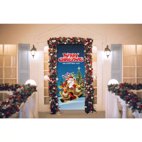 My Door Decor 36 in. x 80 in. Santa's Take off-Christmas Front Door Decor Mural