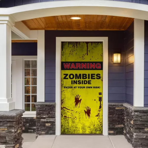 My Door Decor 36 in. x 80 in. Zombies Inside Halloween Front Door Decor Mural