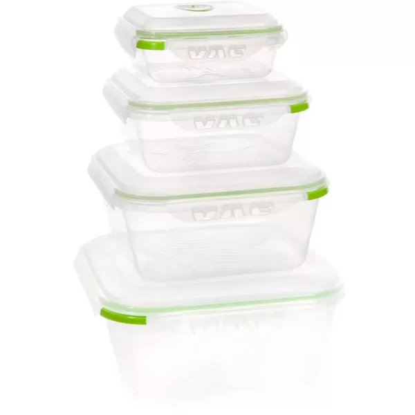 Ozeri INSTAVACTM Green Earth Food Storage Container Set, BPA-Free 8-Piece Nesting Set with Vacuum Seal and Locking Lids