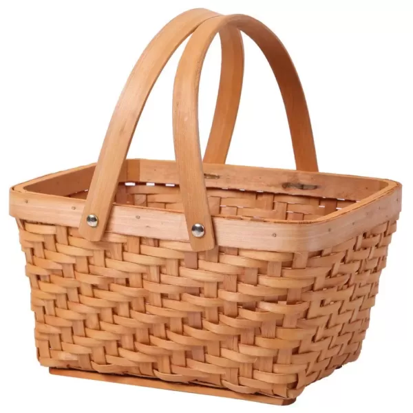 Vintiquewise 10.2 in. x 7.7 in. x 5.5 in. Wood Chip Rectangular Picnic Basket